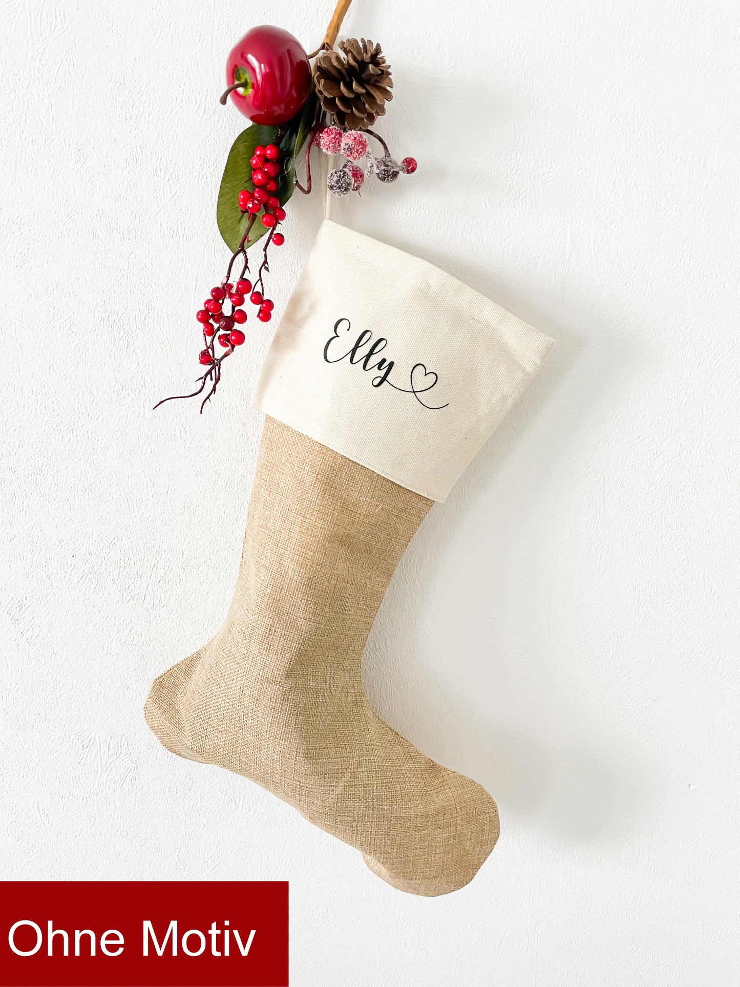 Weihnachtsstrumpf personalisiert, Nikolausstrumpf mit Name, Weihnachtsstrumpf personalisiert aus Leinen