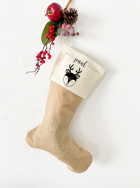 Weihnachtsstrumpf personalisiert, Nikolausstrumpf mit Name, Weihnachtsstrumpf personalisiert aus Leinen