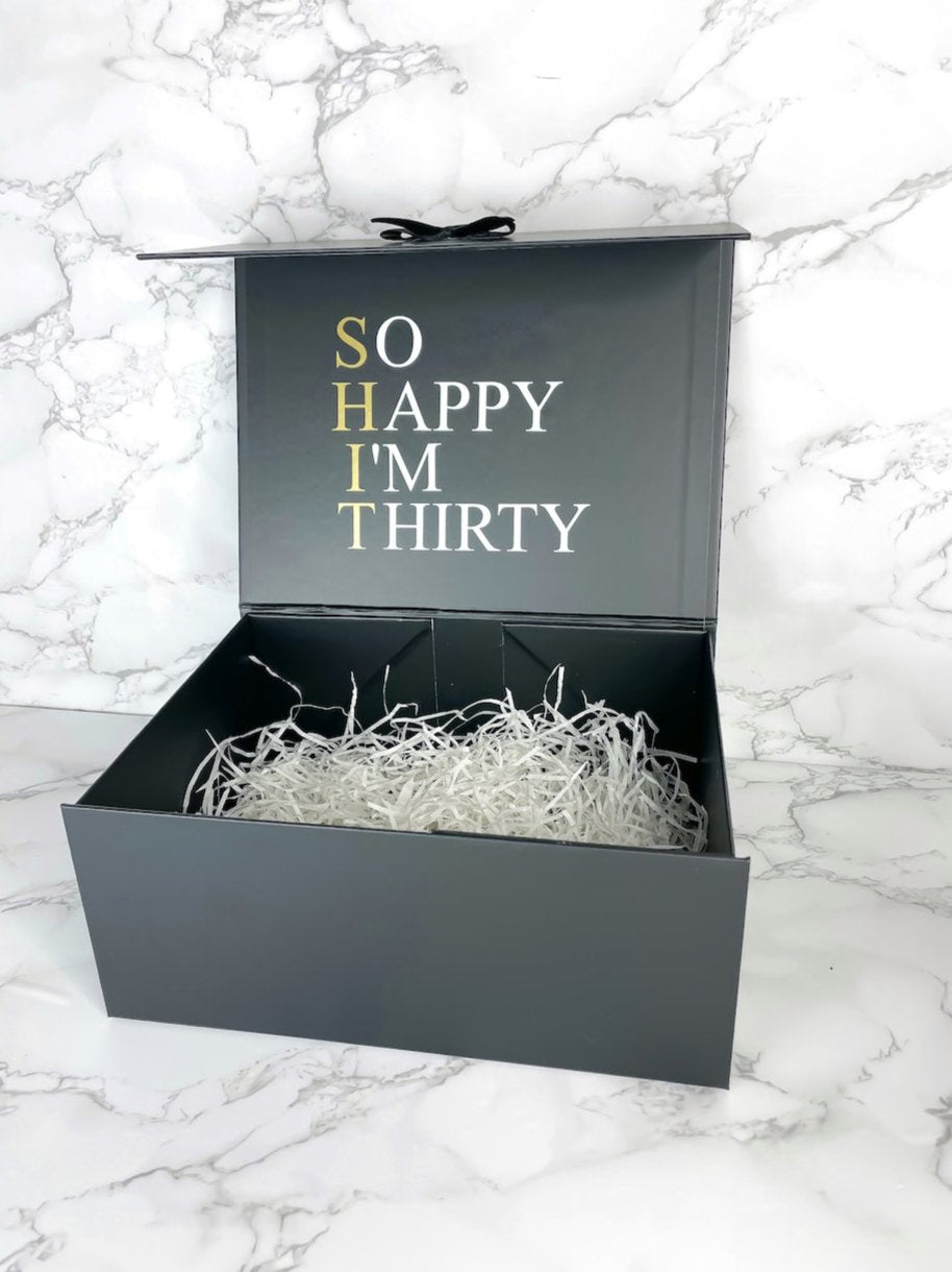 Personalisierte schwarze Geschenkbox für den 30. Geburtstag , Geburtstagsgeschenk Mann