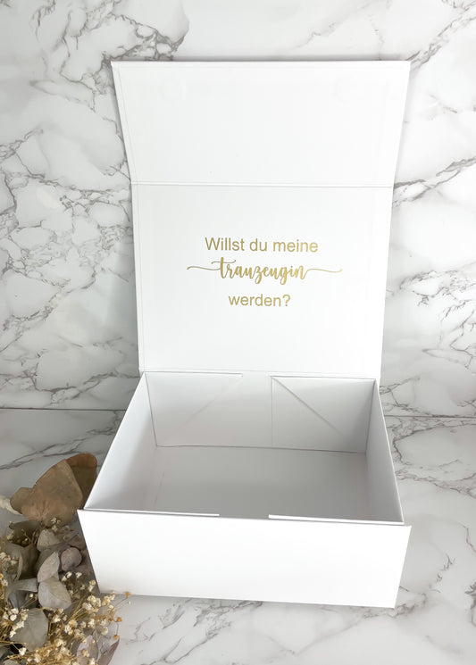 Personalisierte Geschenkbox für die Trauzeugin oder Brautjungfer I Zum selber befüllen I Mit kl. Trockenblumenstrauß