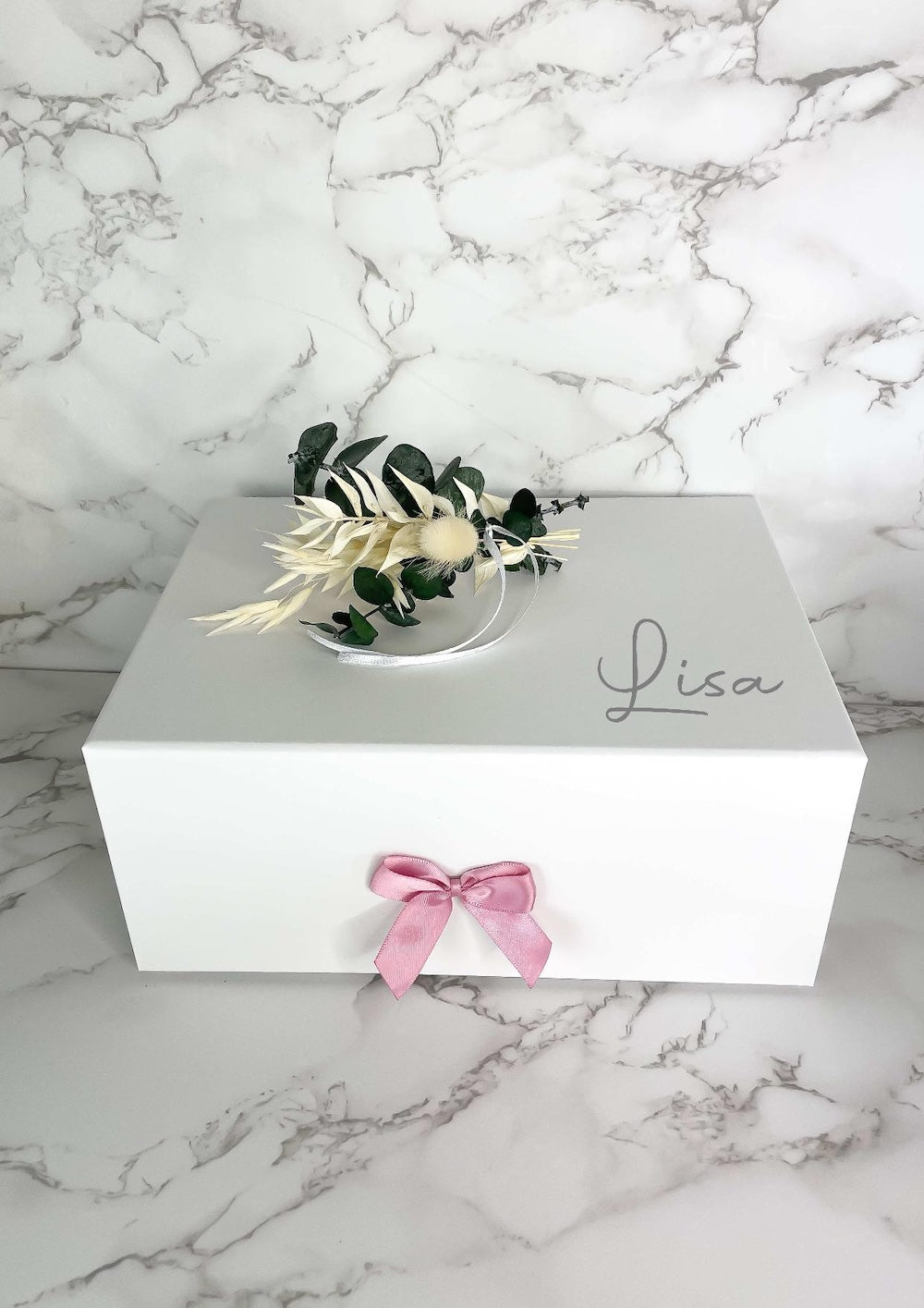 Personalisierte Geschenkbox für die Trauzeugin oder Brautjungfer I Zum selber befüllen I Mit kl. Trockenblumenstrauß