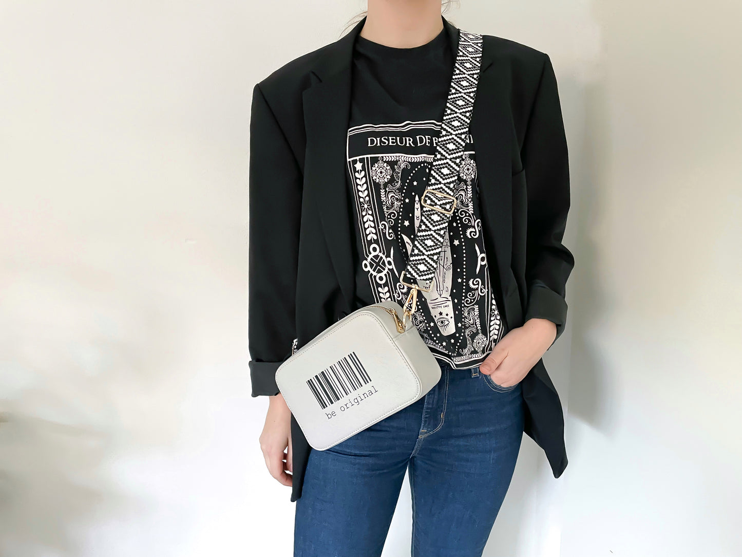 Umhängetasche mit Taschenriemen I Barcode - BE ORIGINAL mit Personalisierung I Crossbody bag mit Wechselgurt