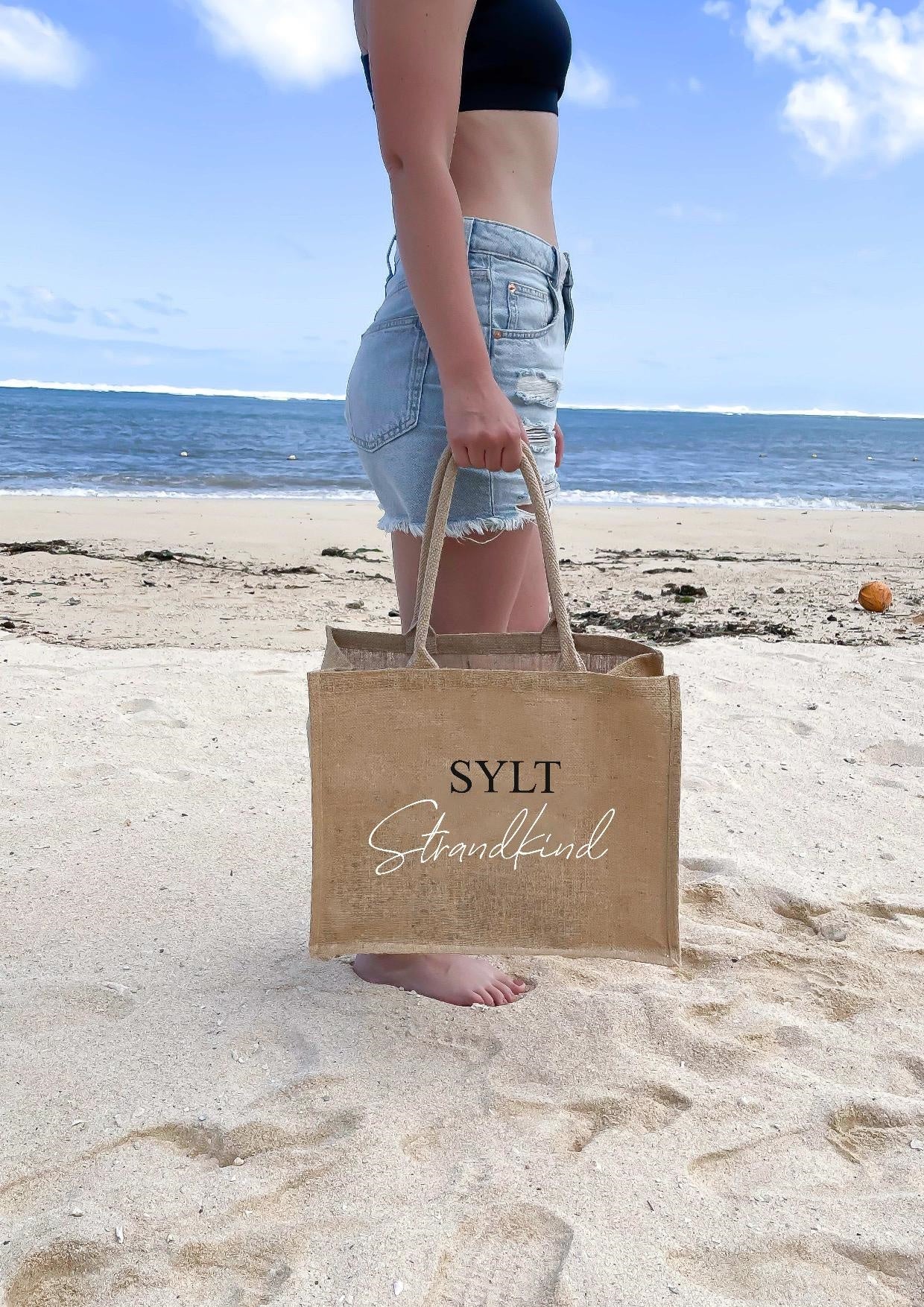 Strandtasche XXL I Jutetasche I Strandkind Sylt