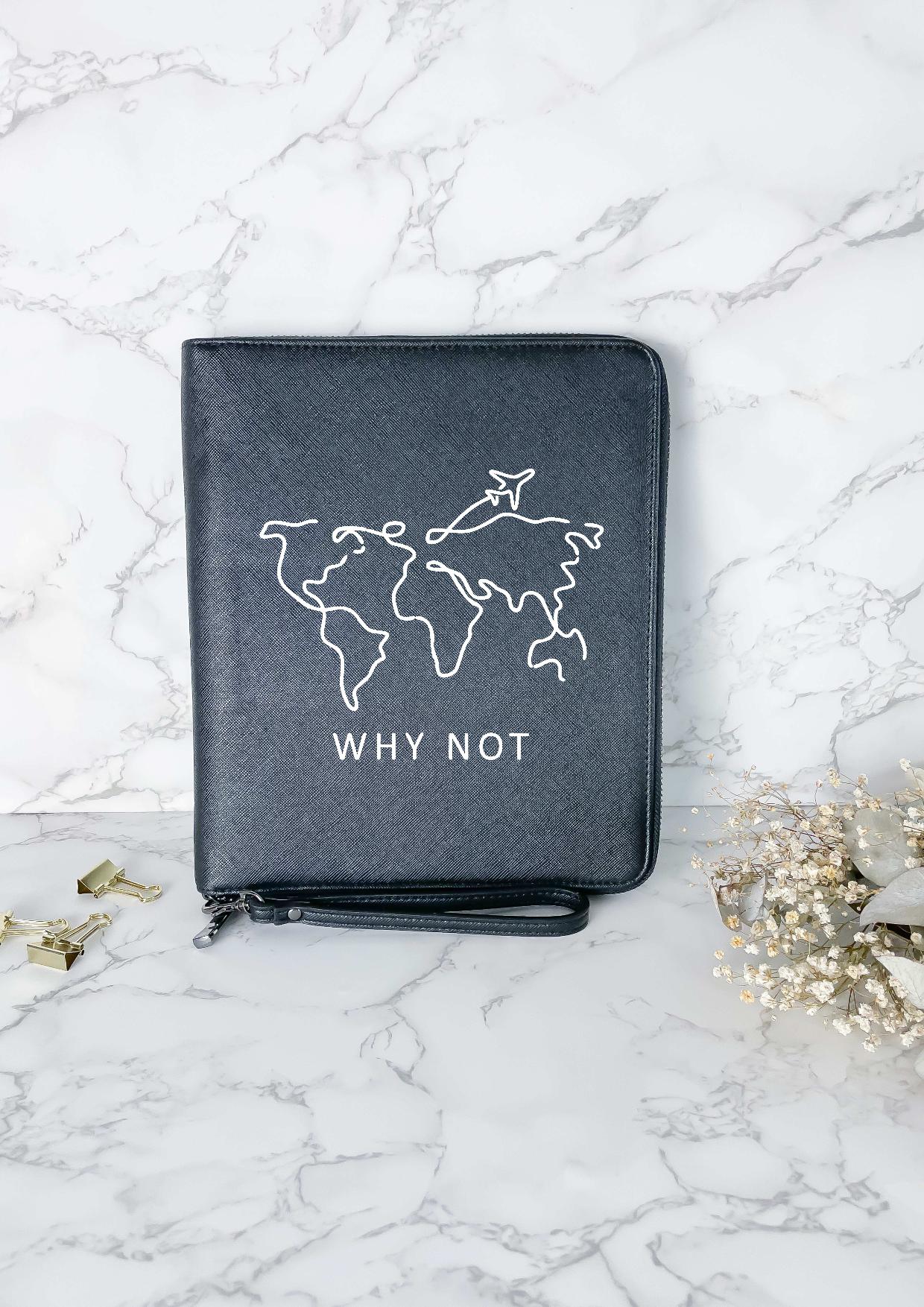 Personalisierter Premium Organizer / Weltkarte mit Wunschnamen