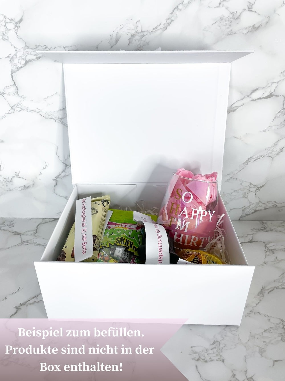 Personalisierbare Geschenkbox Survivor Kit zum Selberbefüllen für runde Geburtstage, ideal für den 18., 30. oder 40. Geburtstag