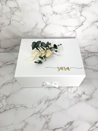 Personalisierte Geschenkbox für die Trauzeugin oder Brautjungfer I Zum selber befüllen I Mit kl. Trockenblumenstrauß