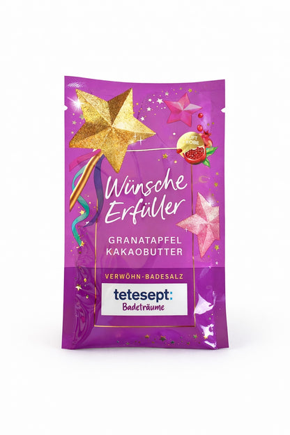 Tetesept Verwöhn-Badesalz Wünsche Erfüller Granatapfel Kakaobutter – Badezusatz als Wellness-Geschenk