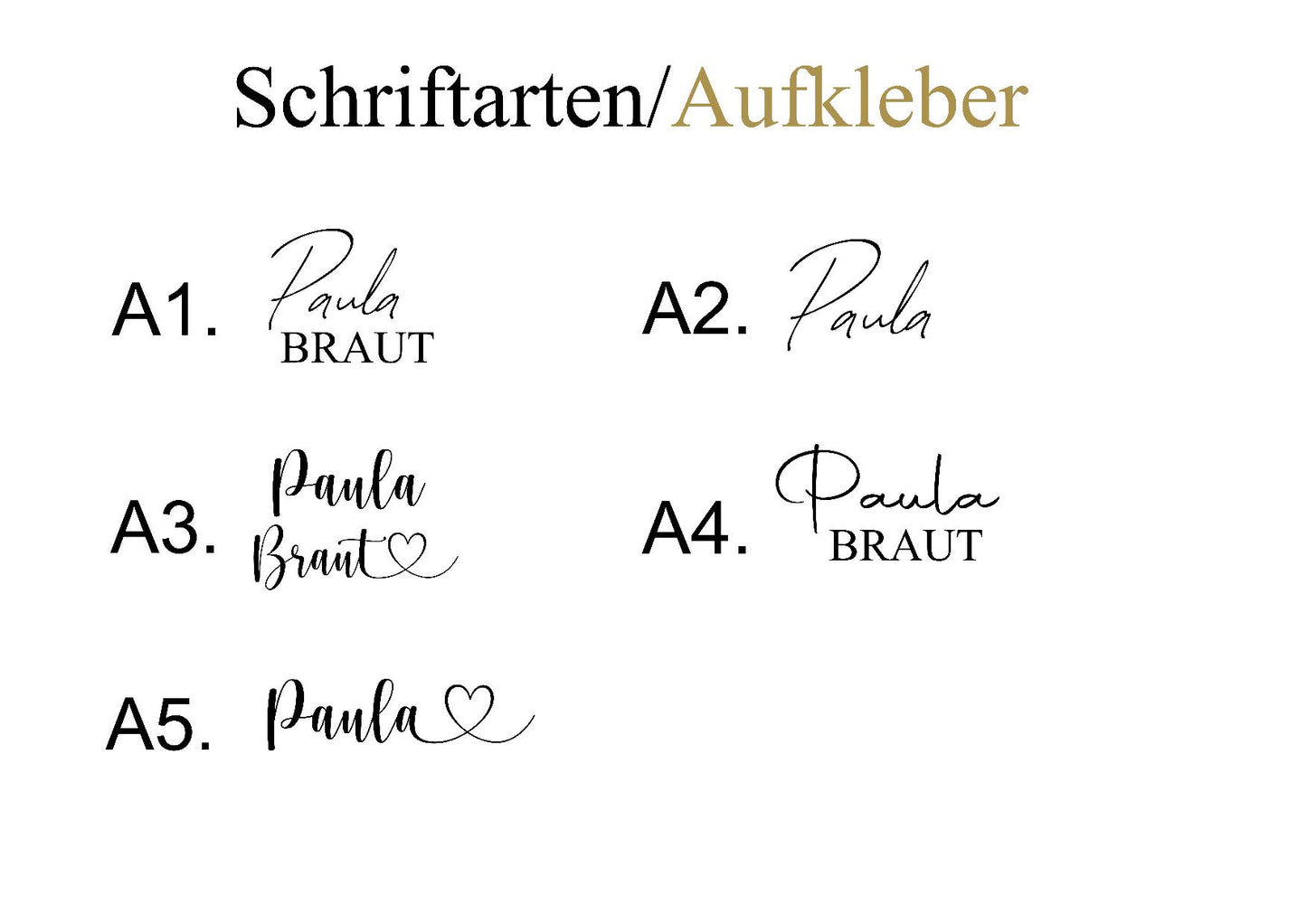 Verschiedene Varianten für den Aufkleber.